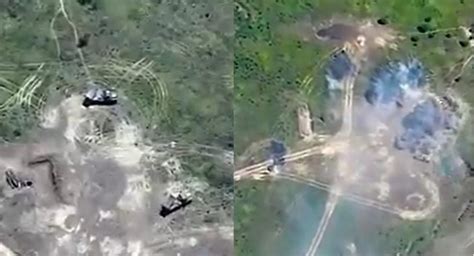 قوات أوكرانية تدمر مدفع ذاتي الدفع روسي غياتسينت-S بطائرة بدون طيار وصاروخ من نظام HIMARS.